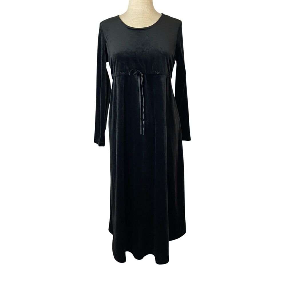 VTG Take Nine Maternity Velvet Midi Dress Sz S Black 90s Whimsigoth Witchy